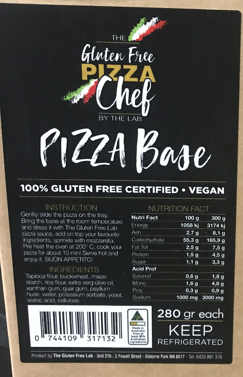 Pizza Bases 13"  (25 x 280g) GF & Vegan Large (WA locally produced) The Gluten Free Lab