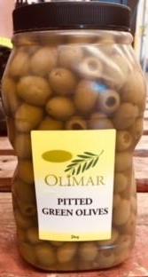 Green Pitted Olives in Brine 2kg Olimar