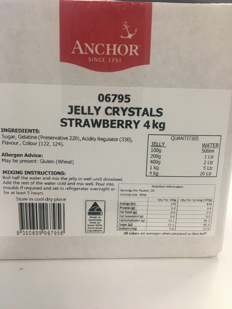 Strawberry Jelly Crystals (4 x 1kg) Box