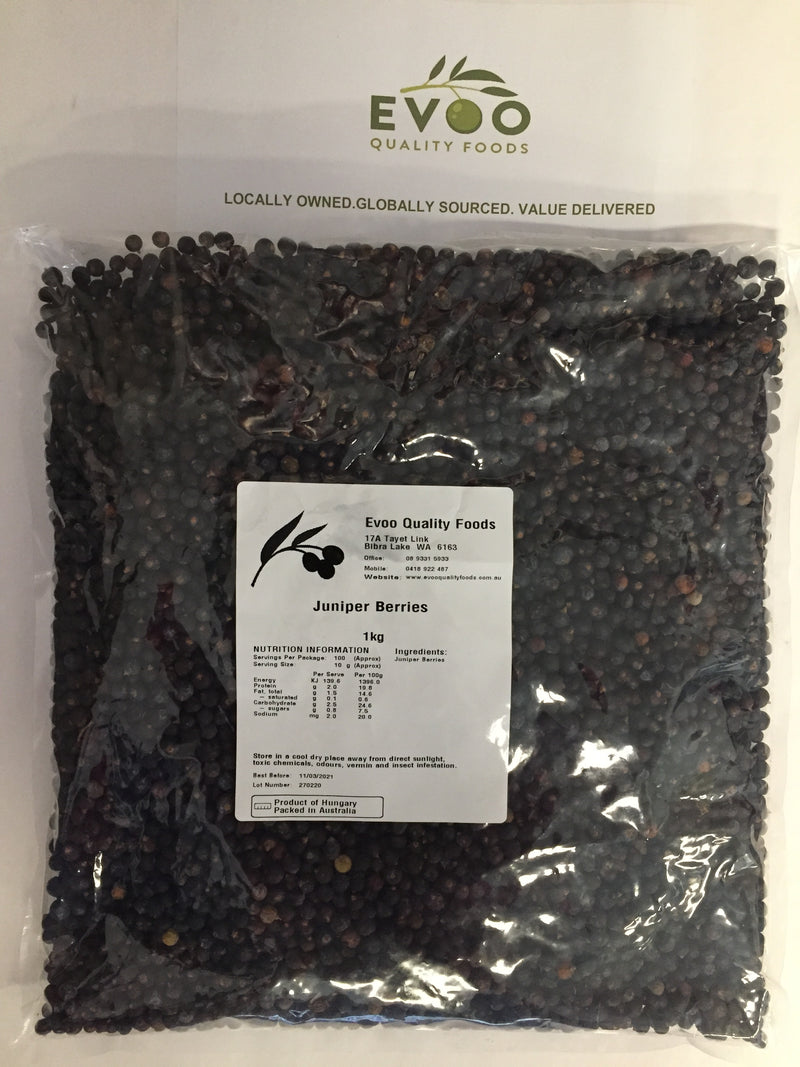 Juniper Berries Dried 1kg Bag Evoo QF