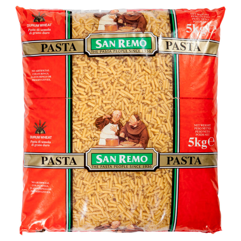 Macaroni Pasta Dried 5kg Bag San Remo (38#) (Straight)