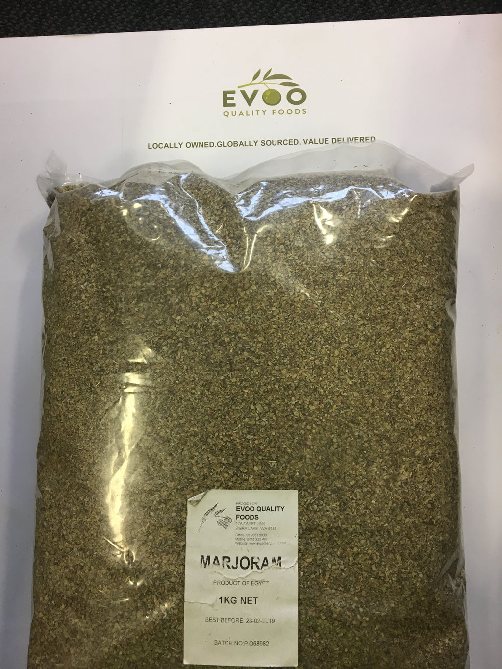 Marjoram Leaves Rubbed Dried 1kg Bag  EVOO QF