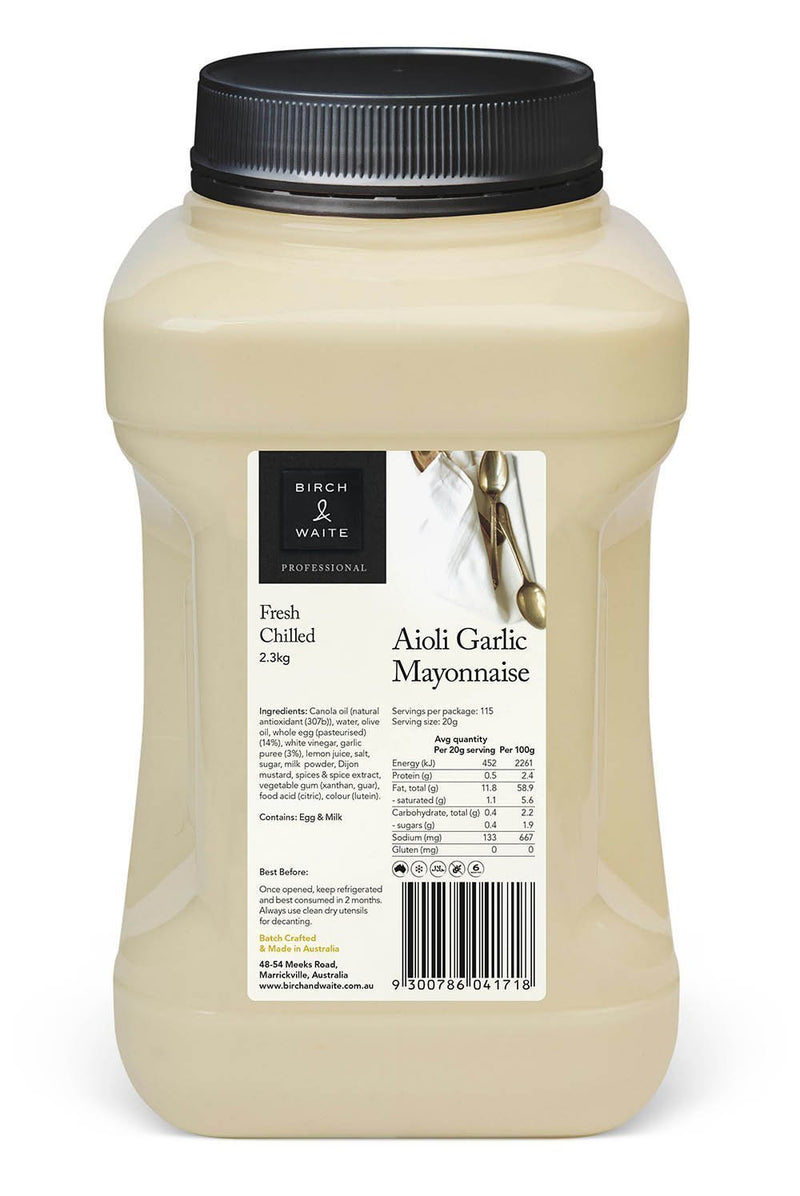 Mayonnaise Aioli Garlic 2.2kg Bucket Birch & Waite
