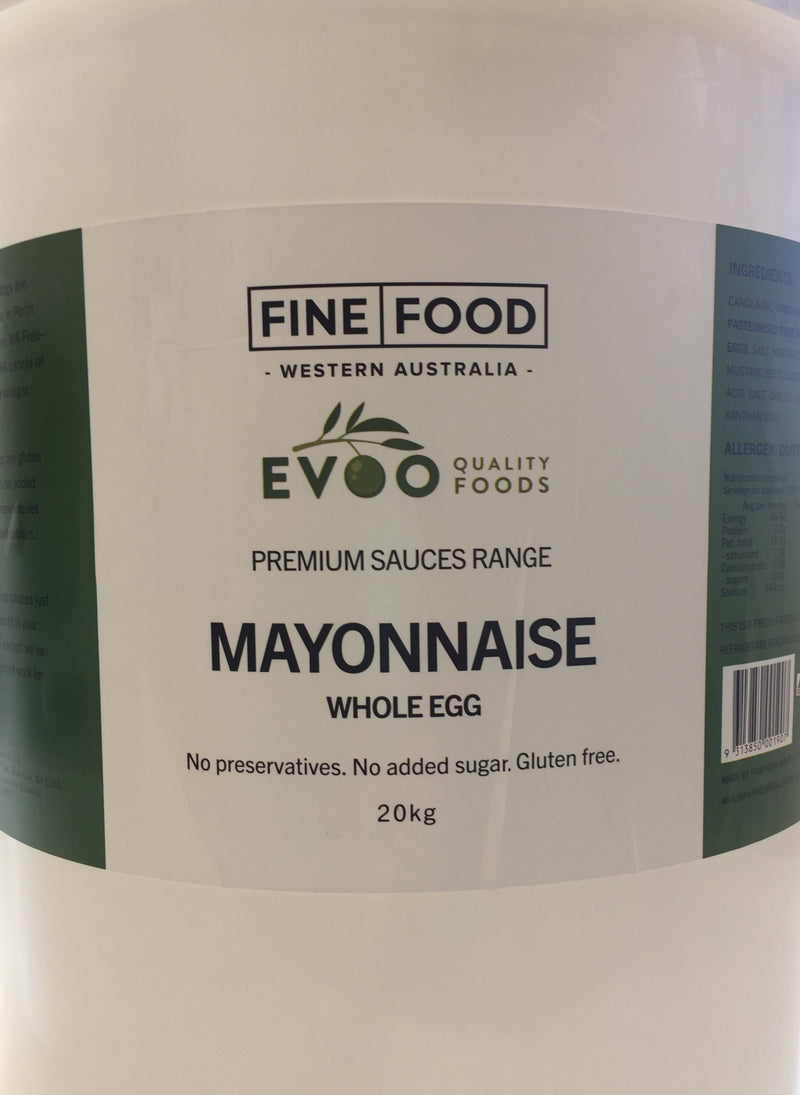 Mayonnaise Whole Egg 20kg Tub Evoo QF (Green Label)