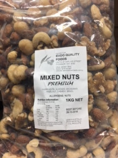 Mixed Nuts Raw Premium (No Peanuts) 1kg Bag Evoo QF