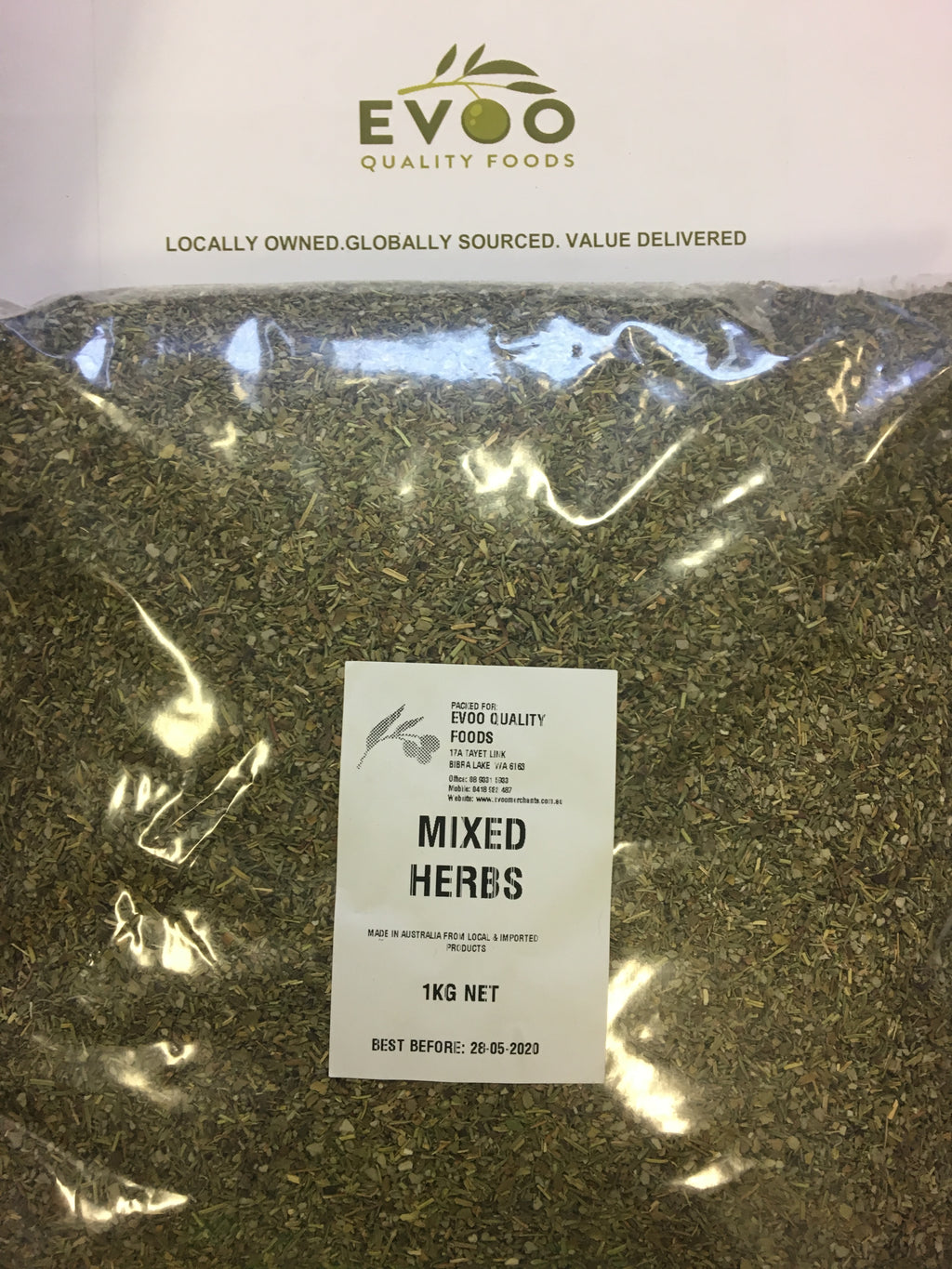 Mixed Herbs Dried 1kg Bag Evoo QF