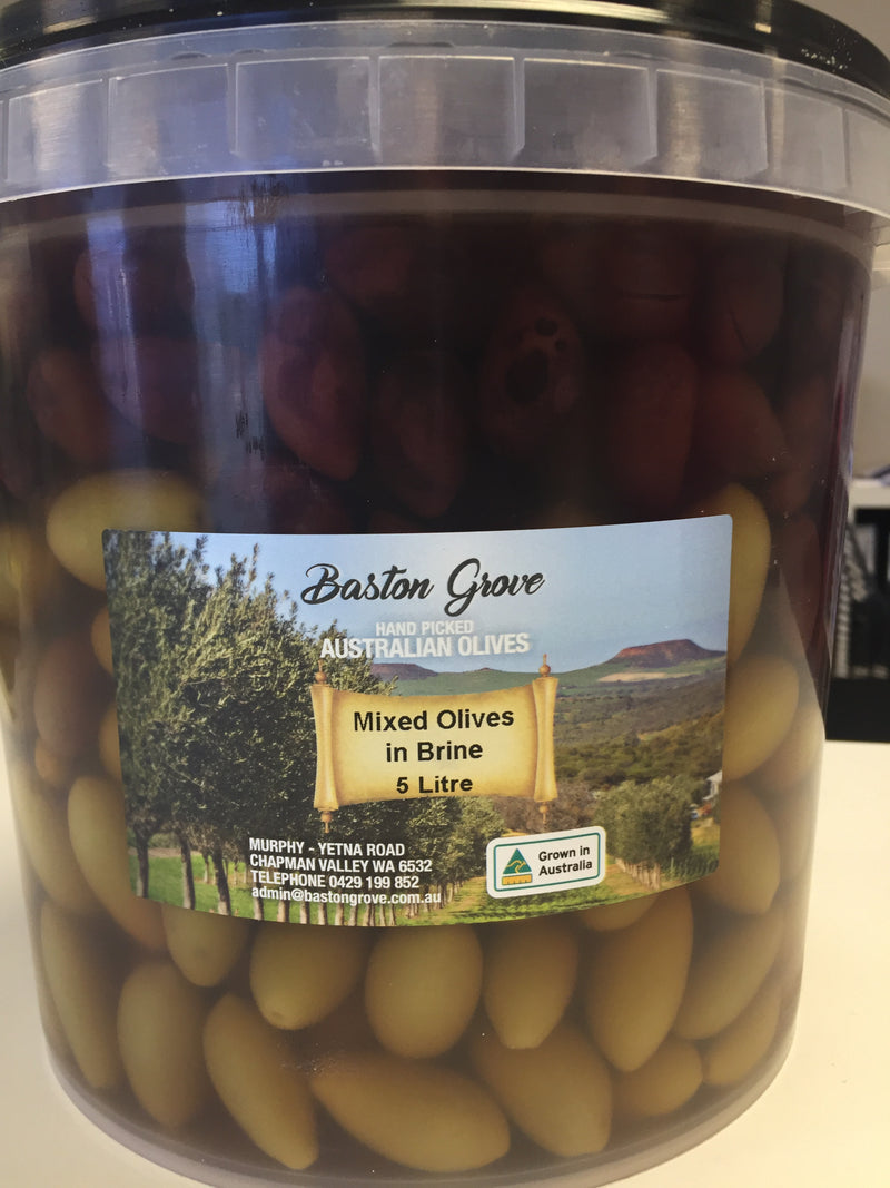 Mixed Whole Olives in Brine 5L tub Baston Grove Chapman Valley