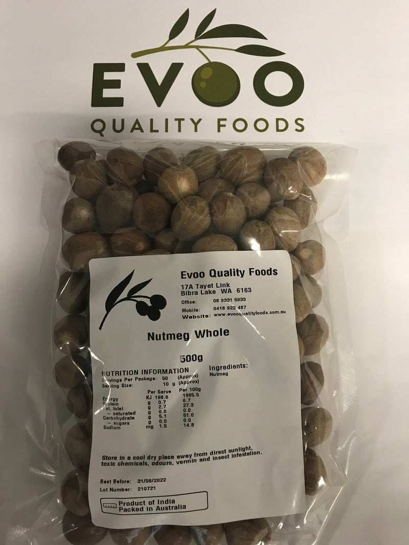 Nutmeg Whole 500g Bag EVOO QF (D)