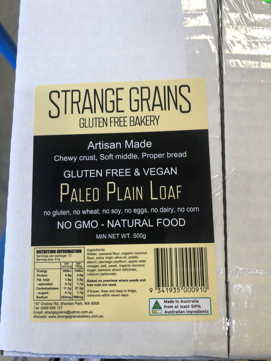 Bread Loaf Paleo Plain x 6 sold by carton Strange Grains (4 day Pre Order)