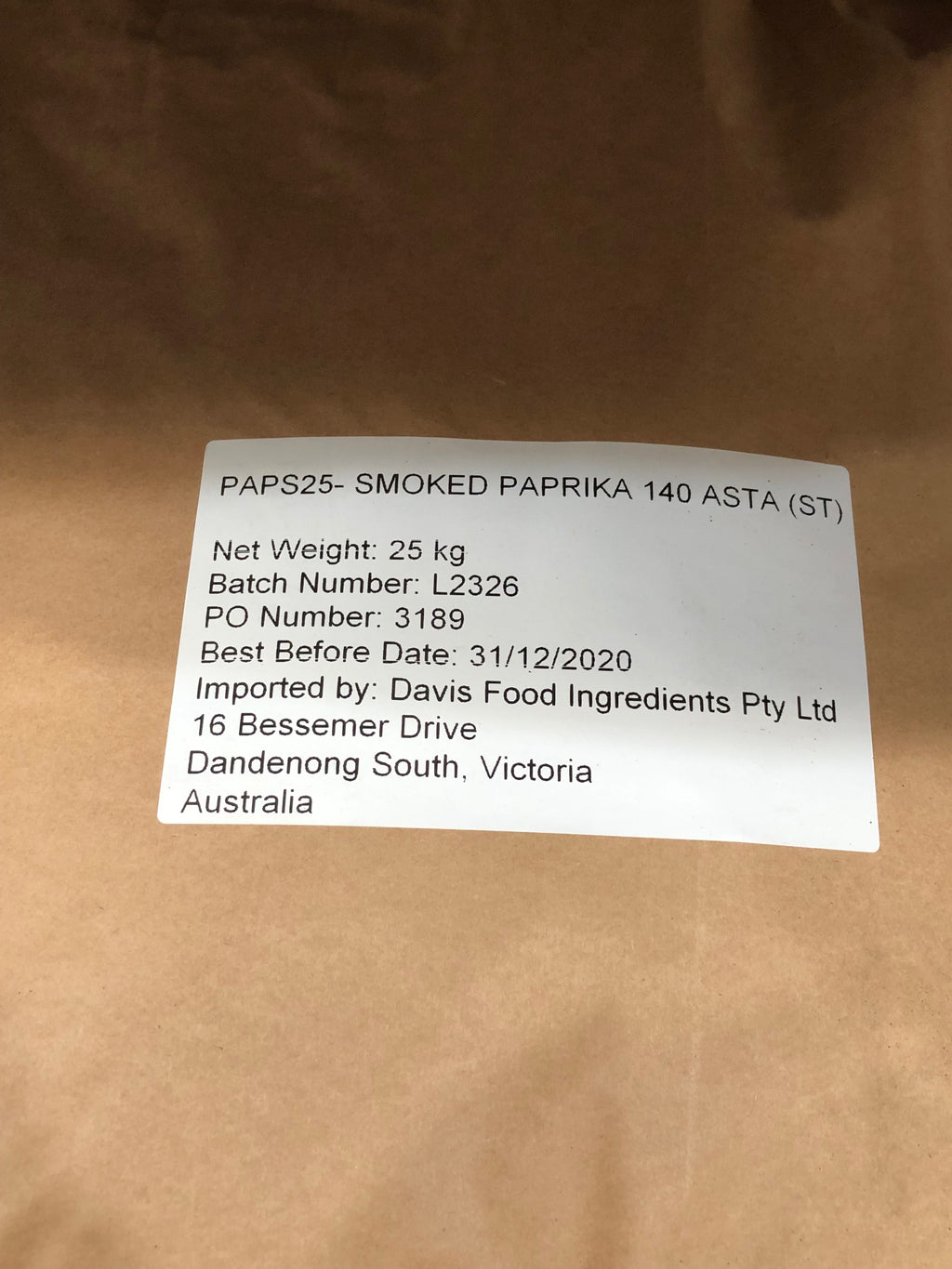 Paprika Smoked 25kg Bulk (Pre Order 3 Days)
