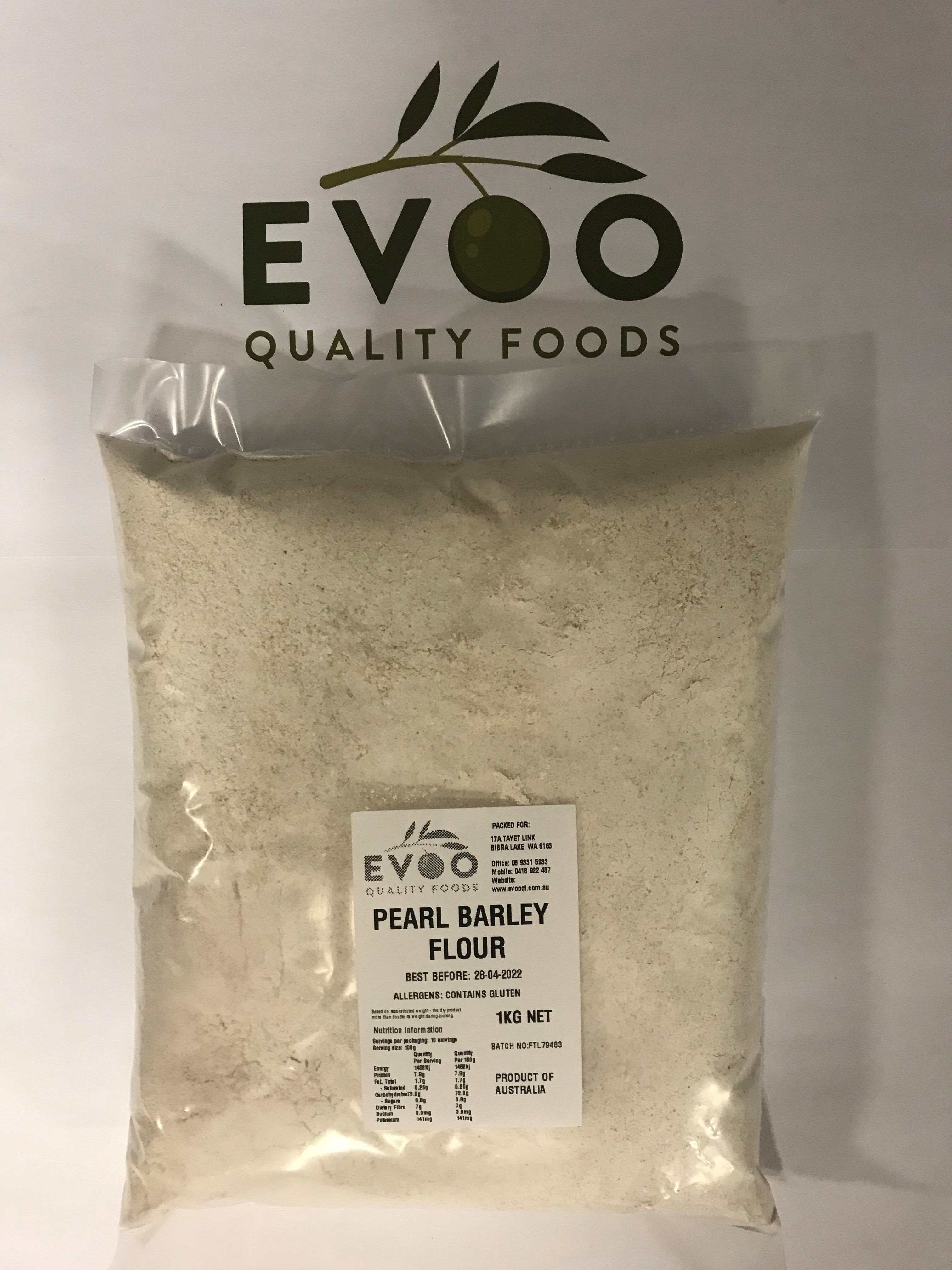 Pearl Barley FLOUR 1kg Bag Evoo QF