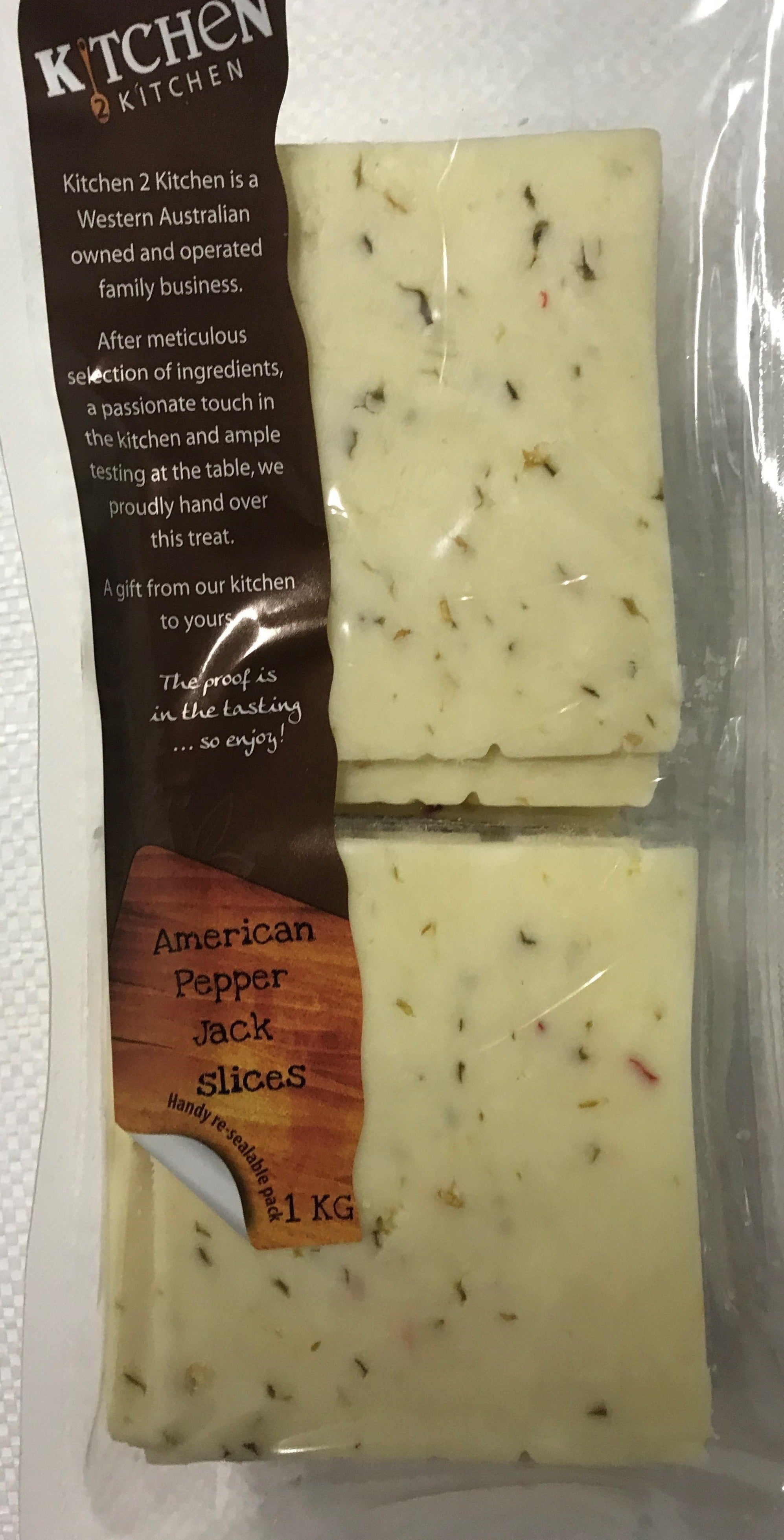 American Pepper Jack Cheese Sliced 1kg Packet Kitchen 2 Kitchen