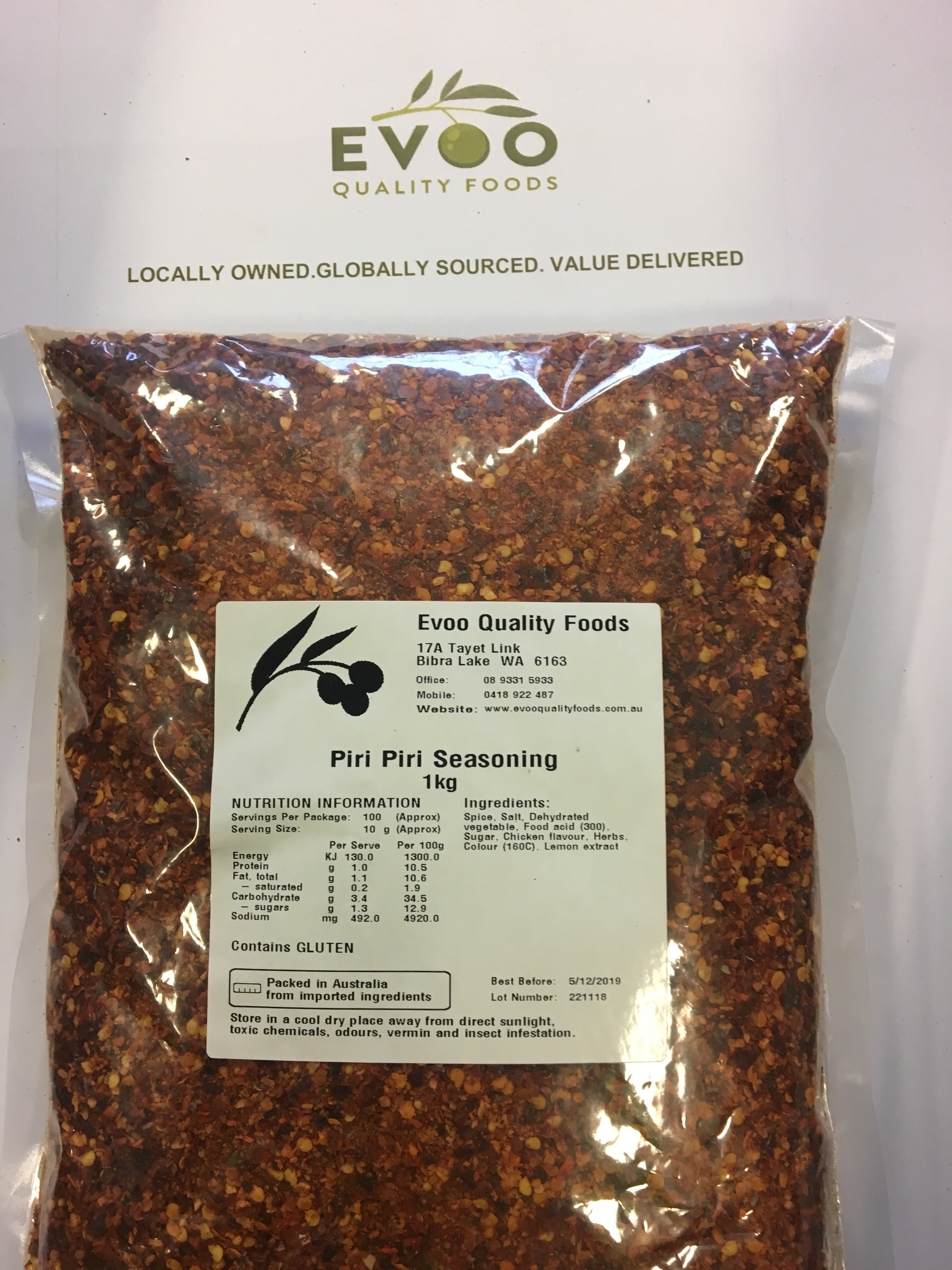 Peri Peri Seasoning 1kg Bag EVOO