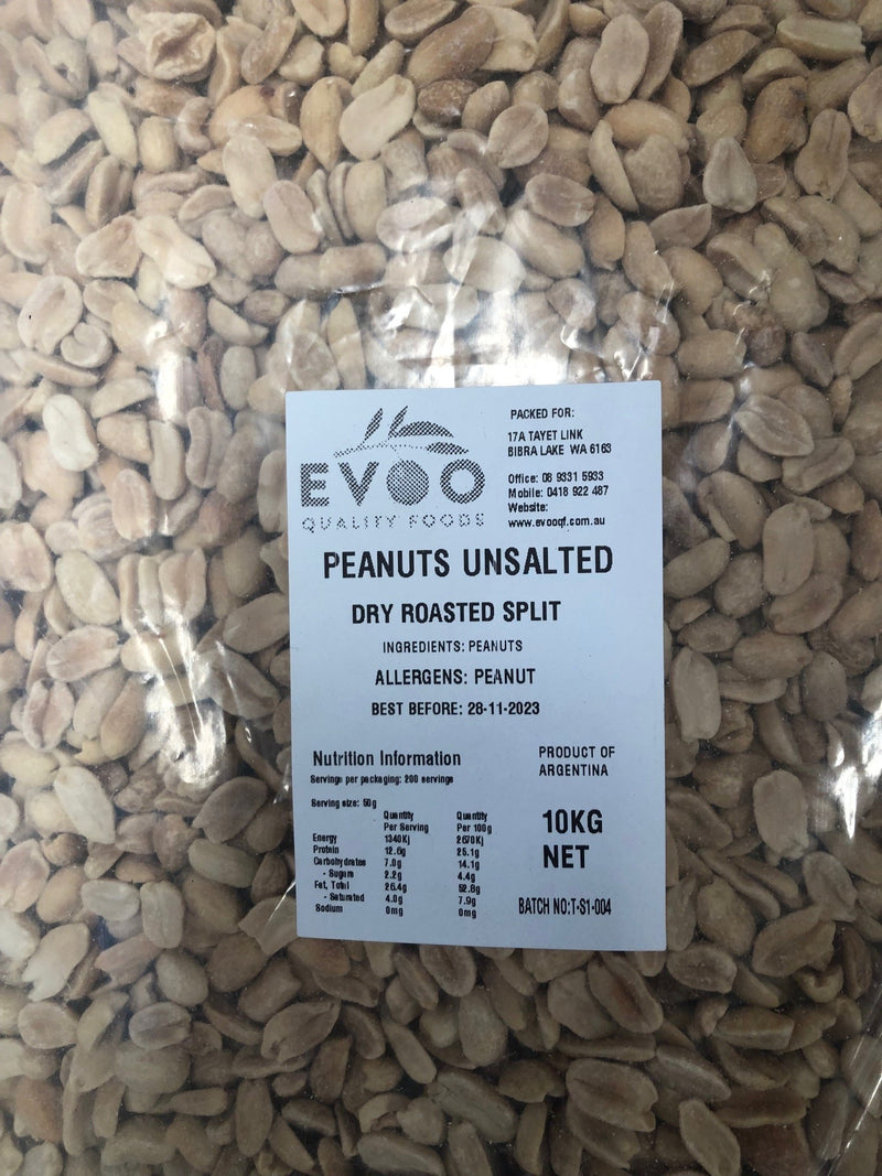 Peanuts Roasted & Unsalted 10kg Evoo QF