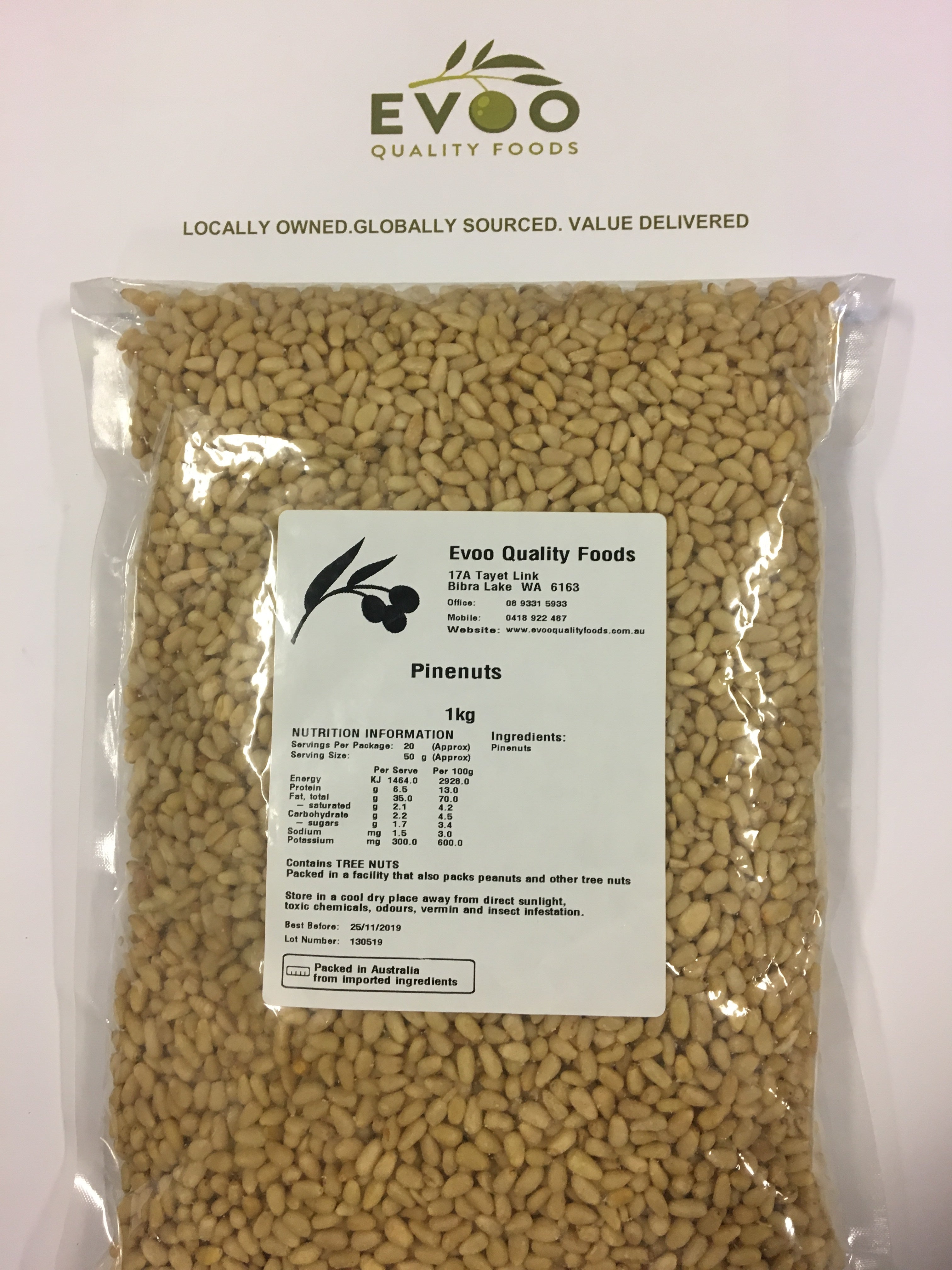 Pine Nuts 1kg Bag Evoo QF