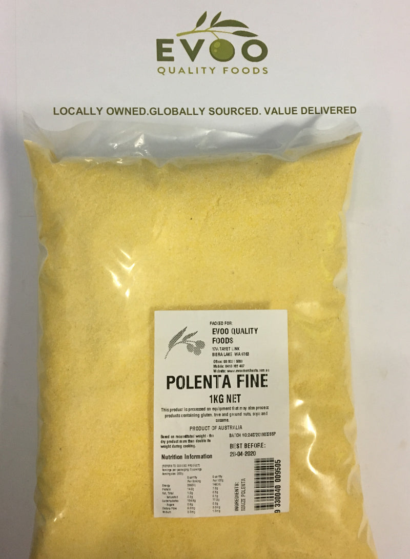 Polenta Fine Yellow 1kg Bag Evoo QF