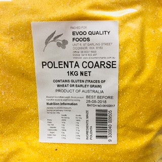 Polenta Coarse Yellow 1kg Bag Evoo QF