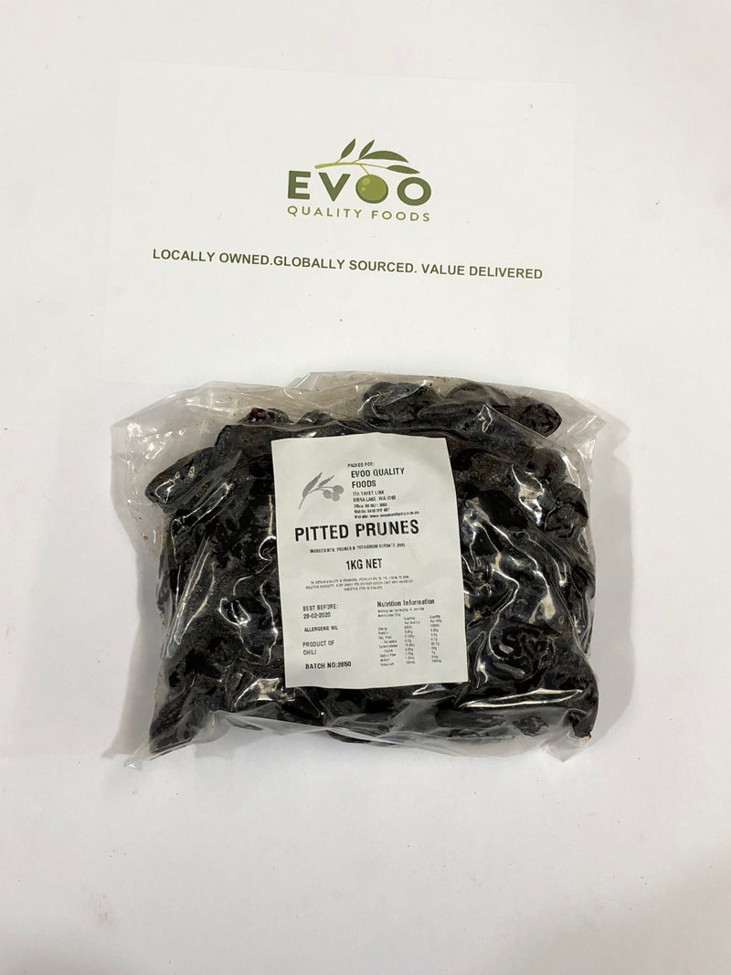 Prunes Pitted 1kg Bag Evoo QF