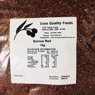 Red Quinoa 1kg Bag Evoo QF
