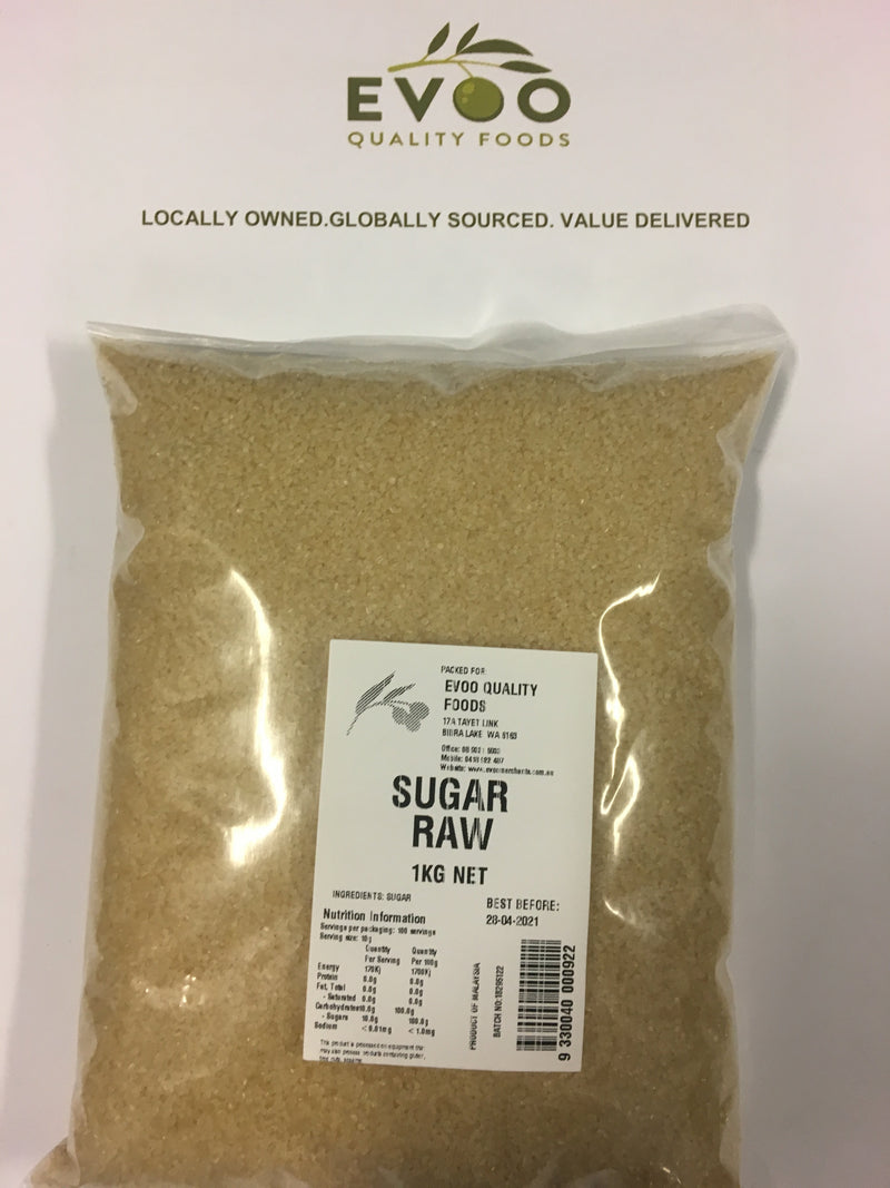 Raw Sugar 1kg Bag EVOO QF
