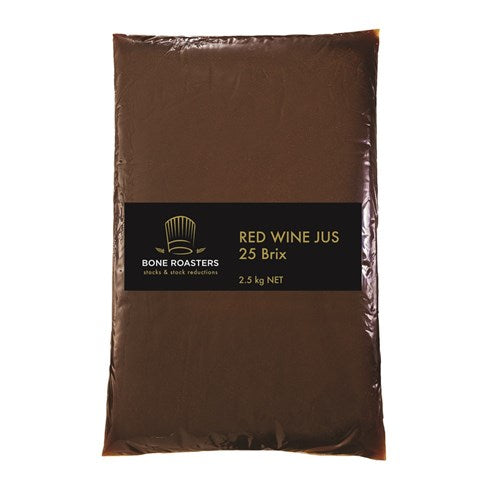 Beef Red Wine Jus (Glace) 10kg 30 Brix (4 x 2.5kg Bags) Bone Roasters