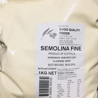 Semolina Fine 1kg Bag EVOO QF