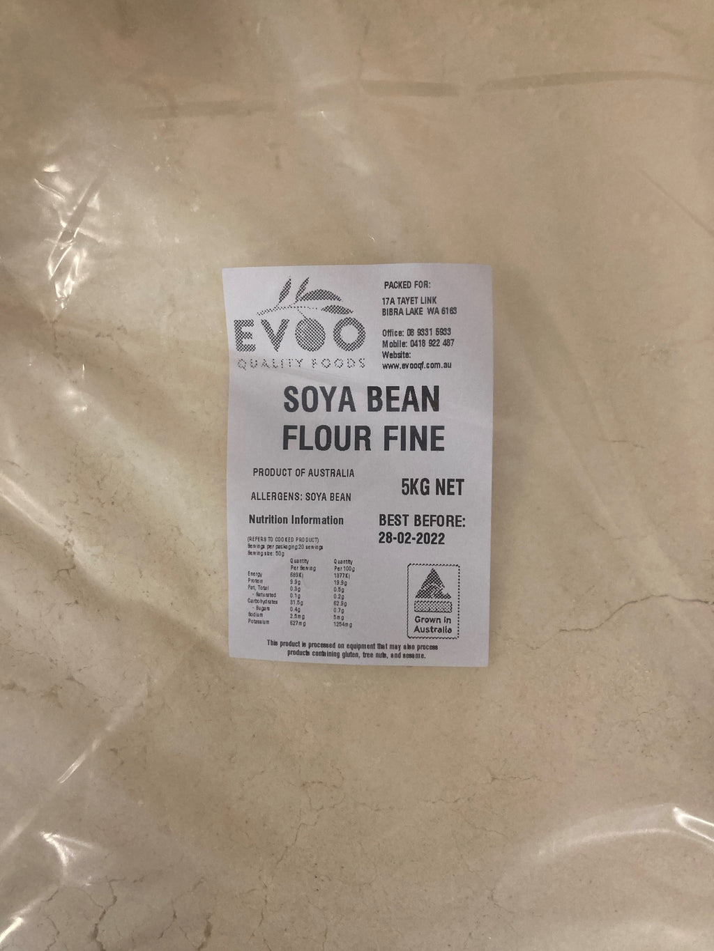 Soya Bean Flour Fine 5kg EVOO QF