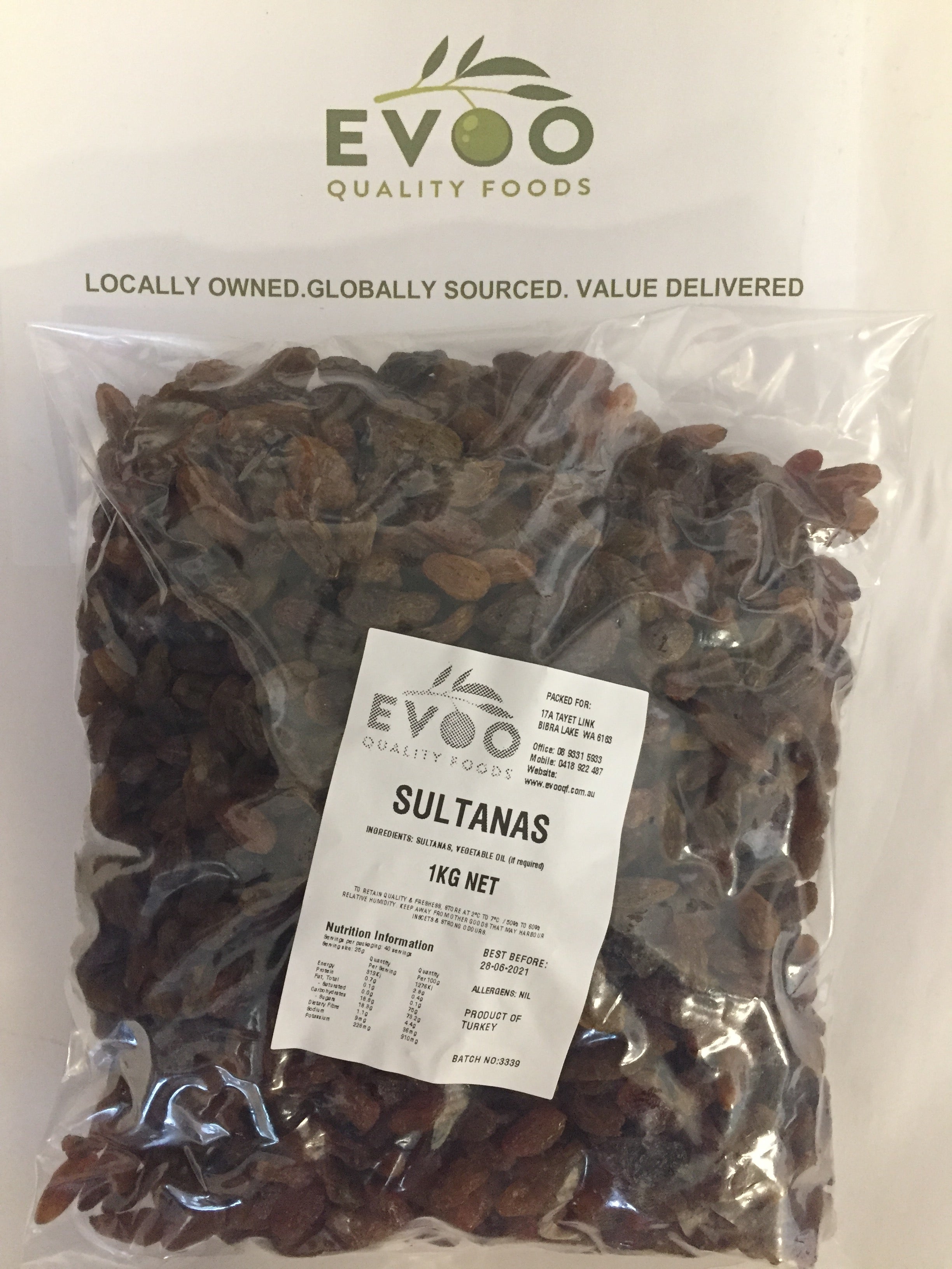 Sultanas Dried 1kg bag EVOO (3)