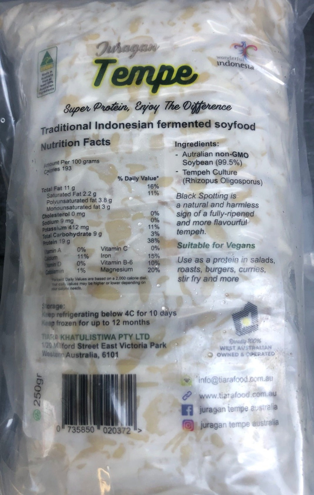 Fermented Soy Bean Tempe 250g Frozen