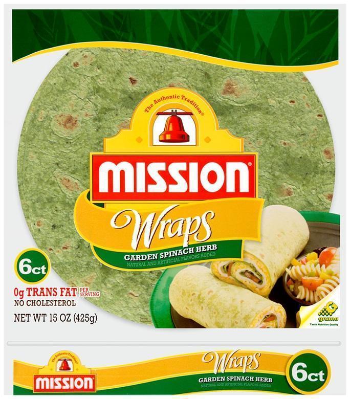 Tortillas Spinach Flour 12" (12pc x 6pkts) Carton Mission (Code 1213)