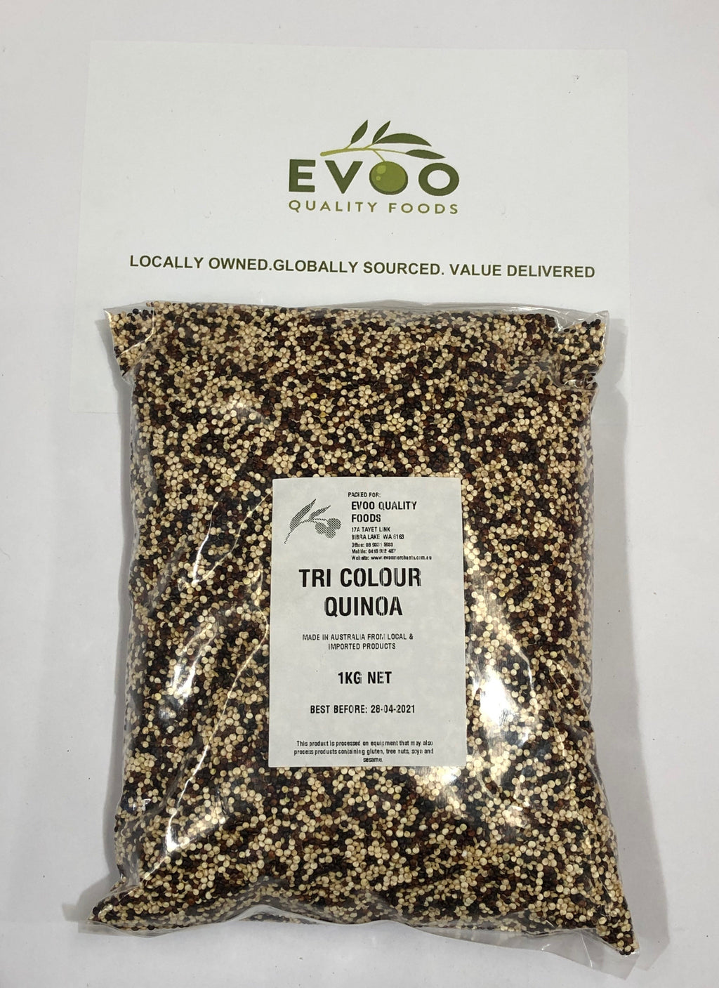 Tri Colour Quinoa 1kg Bag EVOO
