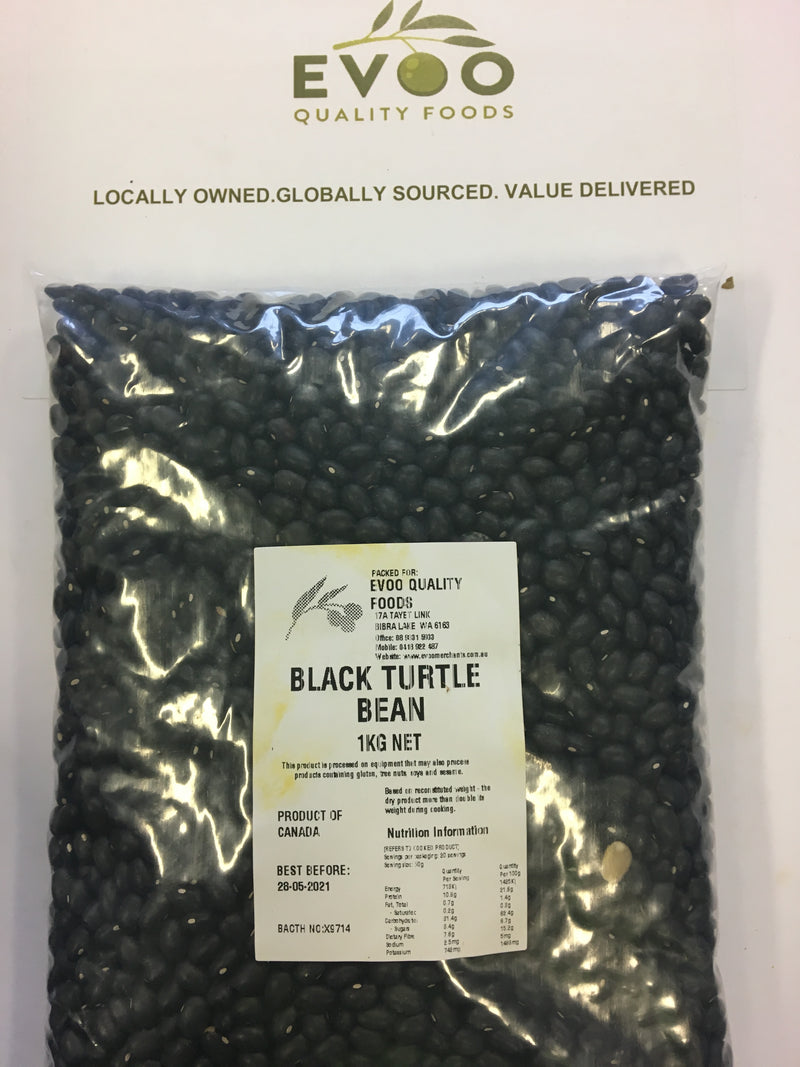 Black Turtle Beans Dried 1kg Bag Evoo QF