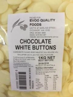 White Chocolate Buttons 1kg Bag EVOO QF