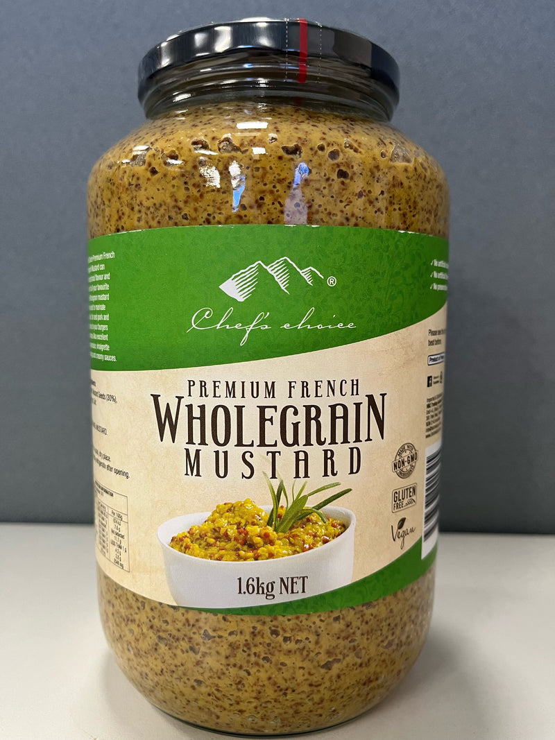 Wholegrain Mustard (Premium French) 1.6kg Glass Jar Chef's Choice (D)