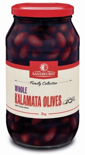 Kalamata Whole Olives in Brine 2kg Jar Sandhurst