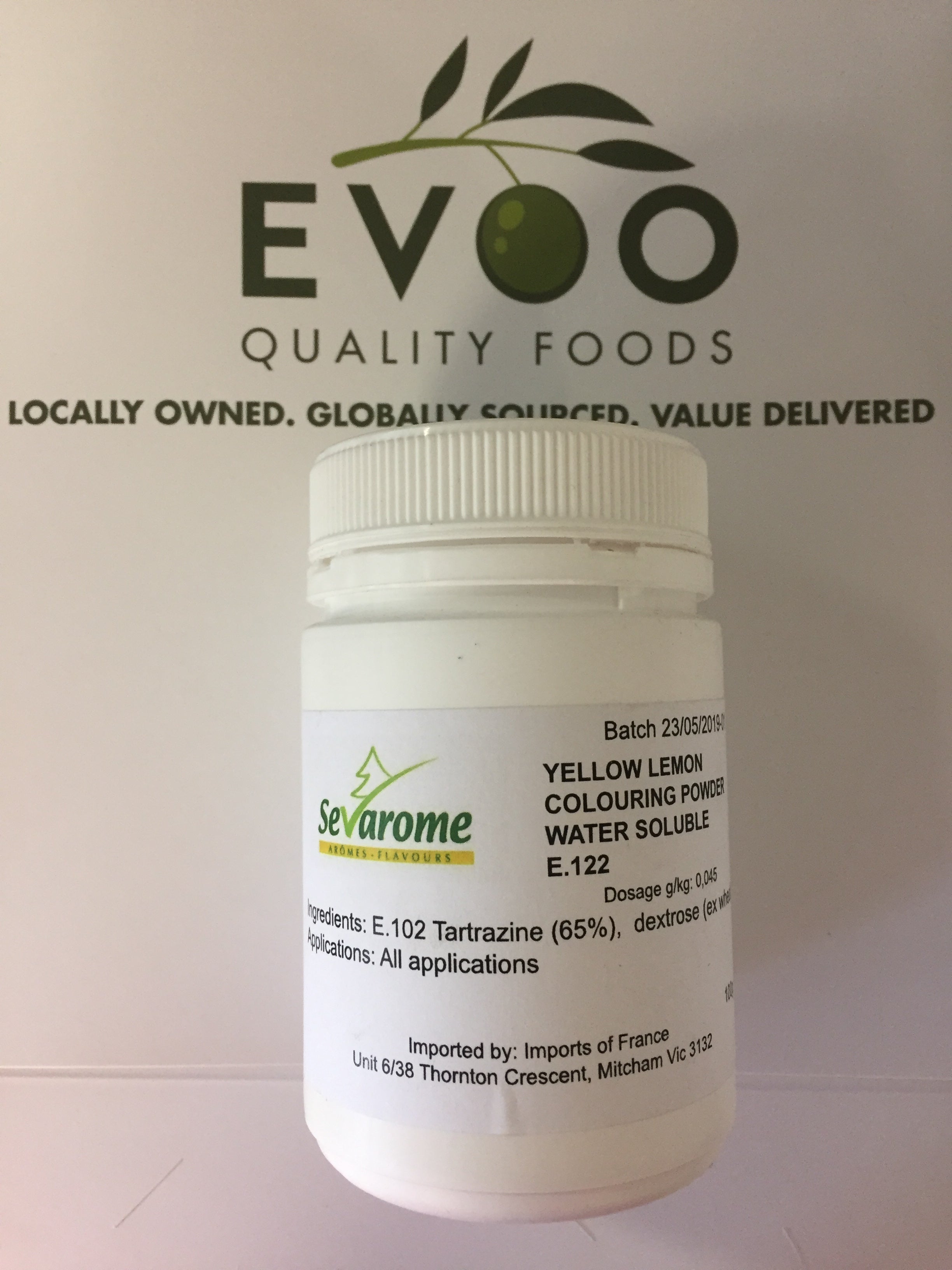 Food Colour Yellow Lemon Powder Water Soluble 100g Sevarome